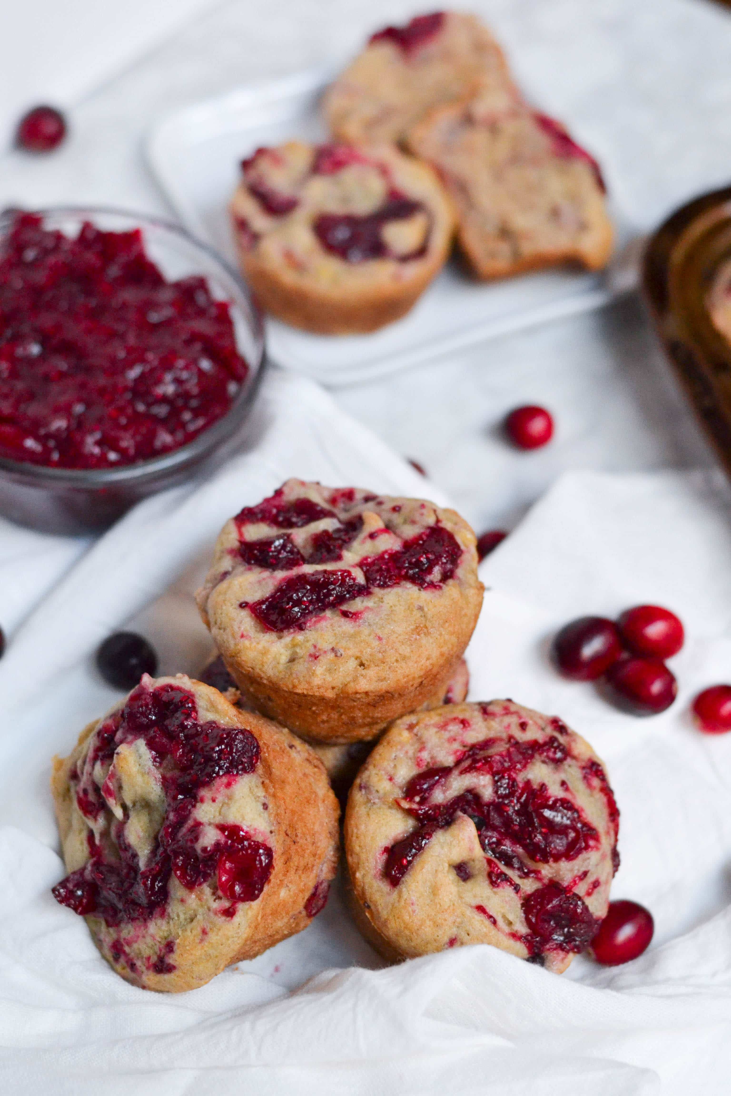 GlutenFree Vegan Banana Cranberry Jam Muffins A Dash of Megnut