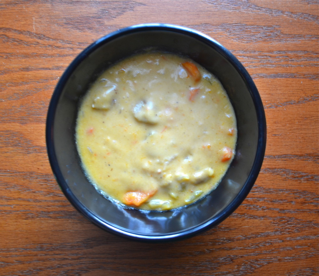 A bowl of beer cheese soup. 