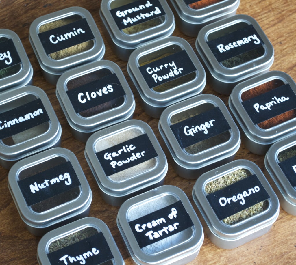 DIY Magnetic Chalkboard Spice Tins
