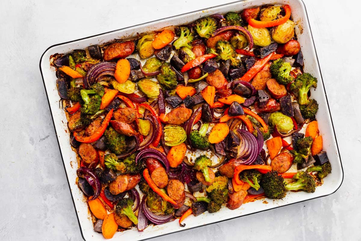 Sheet Pan Sausage and Veggies [www.adashofmegnut.com]