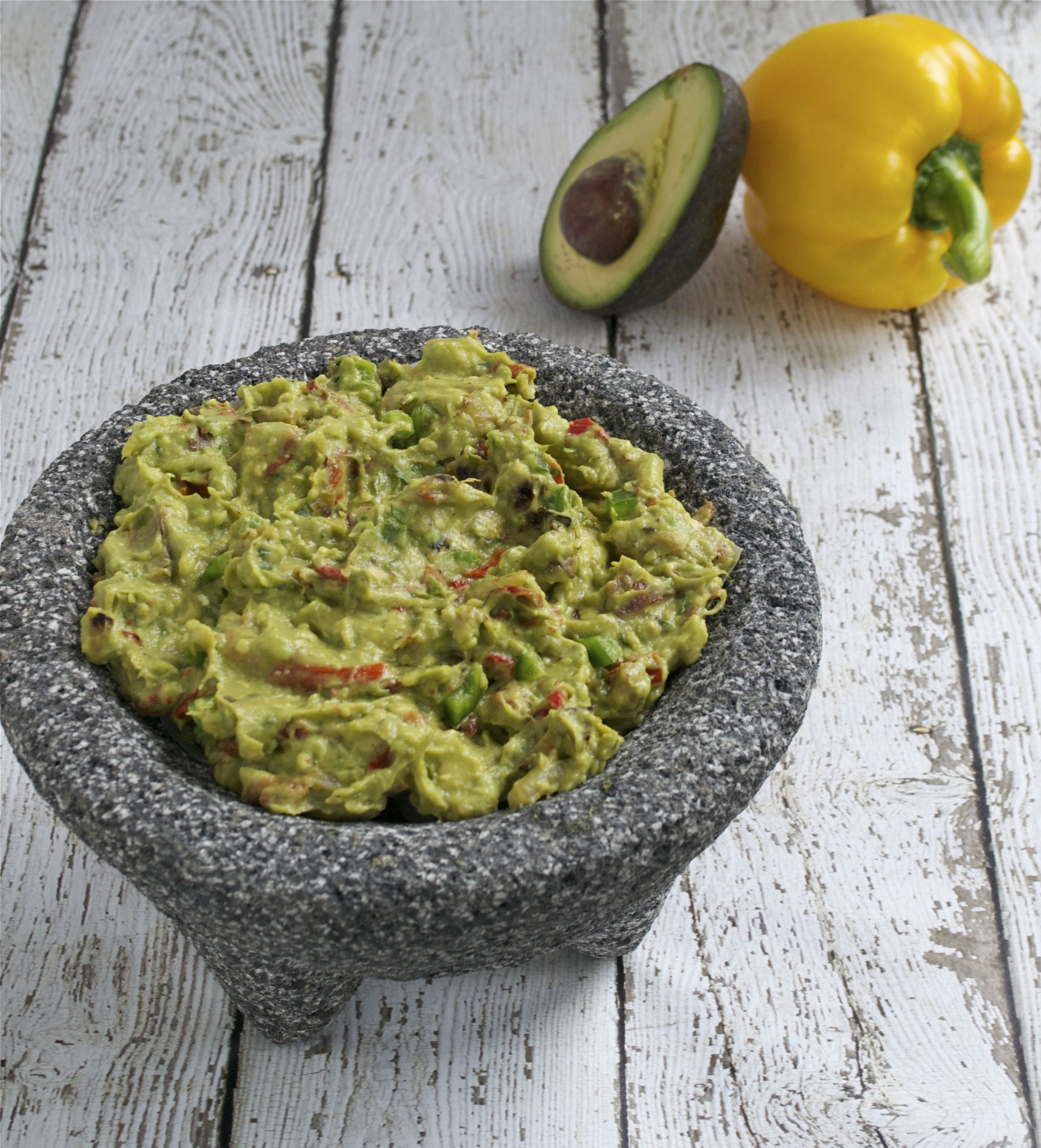 Bacon and Roasted Bell Pepper Guacamole | A Dash of Megnut