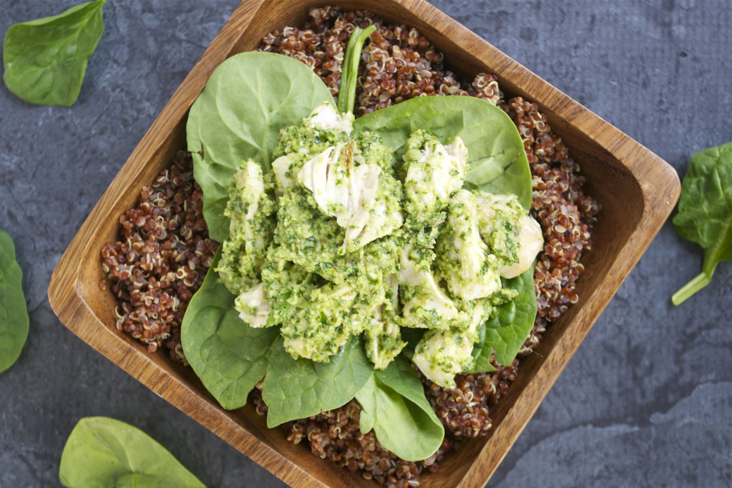 Chicken Pesto Quinoa Bowls - A Dash of Megnut