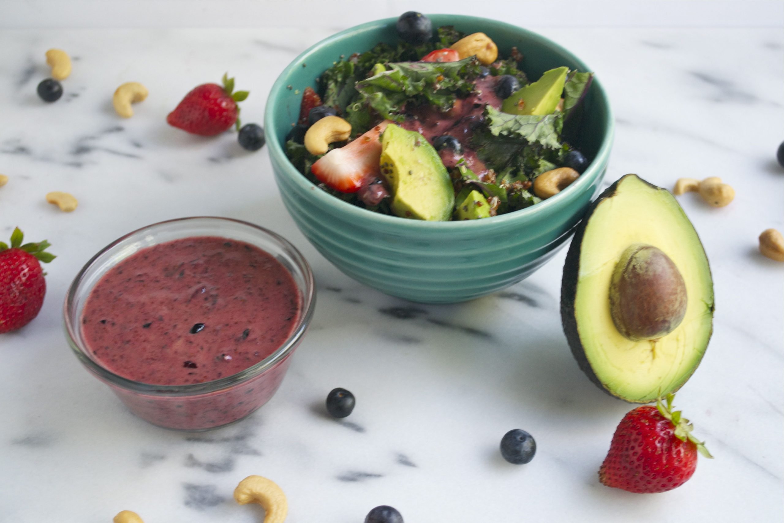 Rainbow Power Salad with Blueberry Vinaigrette (GF, DF, V, SF) - A Dash of Megnut