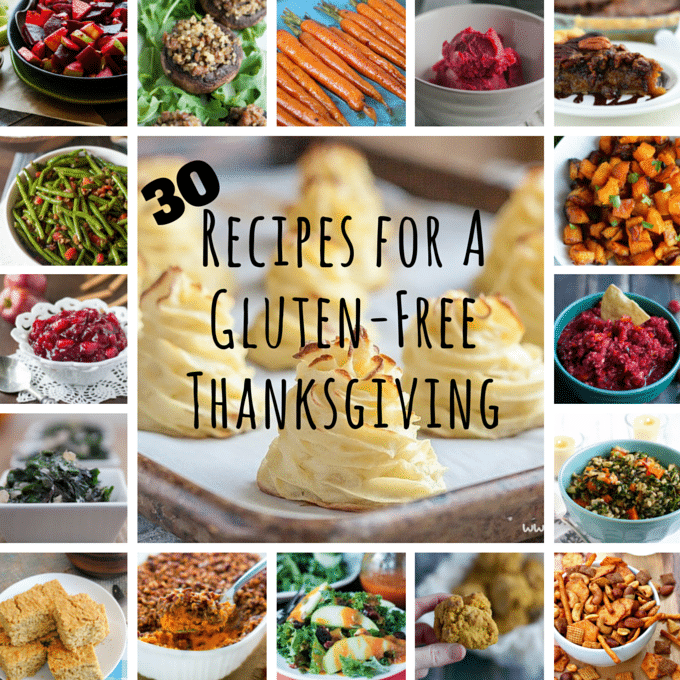 A collage of gluten-free recipes for Thanksgiving.