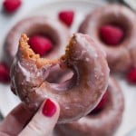 Gluten-Free Vegan Raspberry Rhubarb Glazed Donuts (GF, DF, V) - A Dash of Megnut