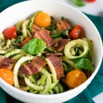 Pecan Pesto Zoodles with Bacon and Roasted Tomatoes (GF, DF) - A Dash of Megnut