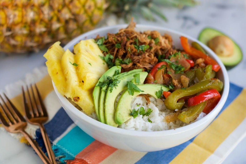 Crock Pot Pineapple Pork Burrito Bowl - A Dash of Megnut