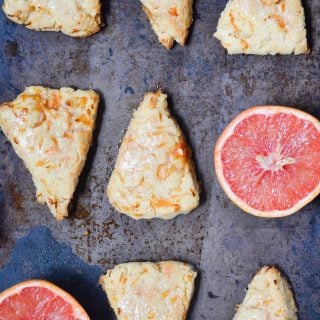 Gluten-free vegan grapefruit scones from A Dash of Megnut. You'll love how tender these scones are!