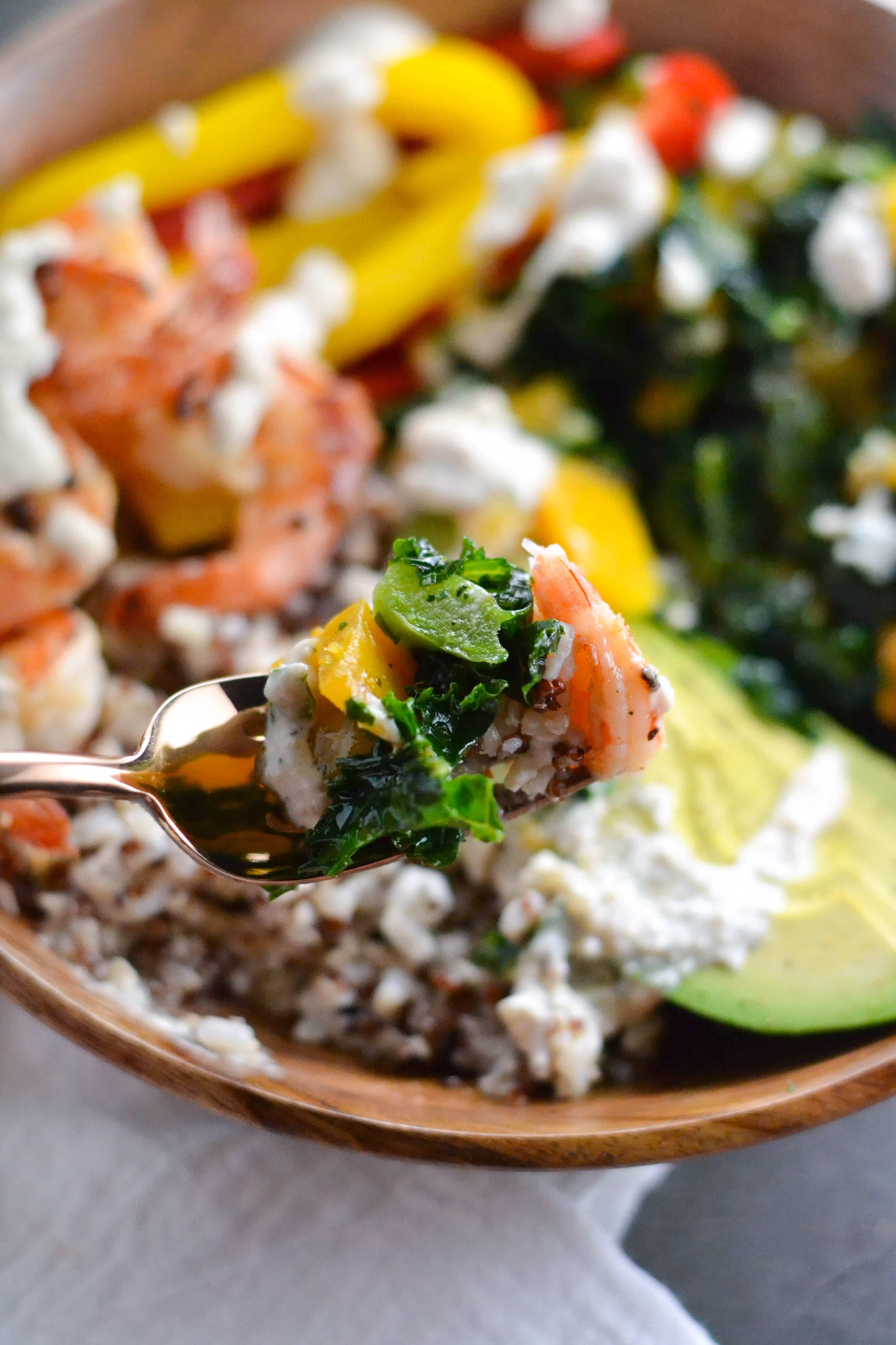 Shrimp Grain Bowl with Creamy Cashew Sauce (GF, DF) - A Dash of Megnut