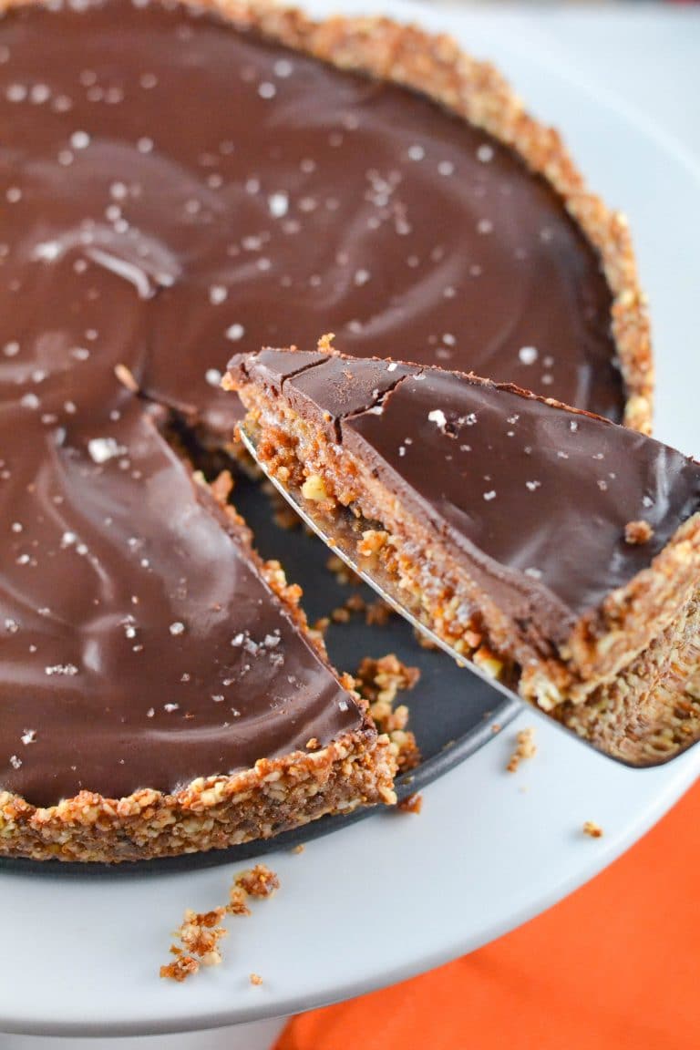 Dairy-Free Pumpkin Spice Caramel Chocolate Pie