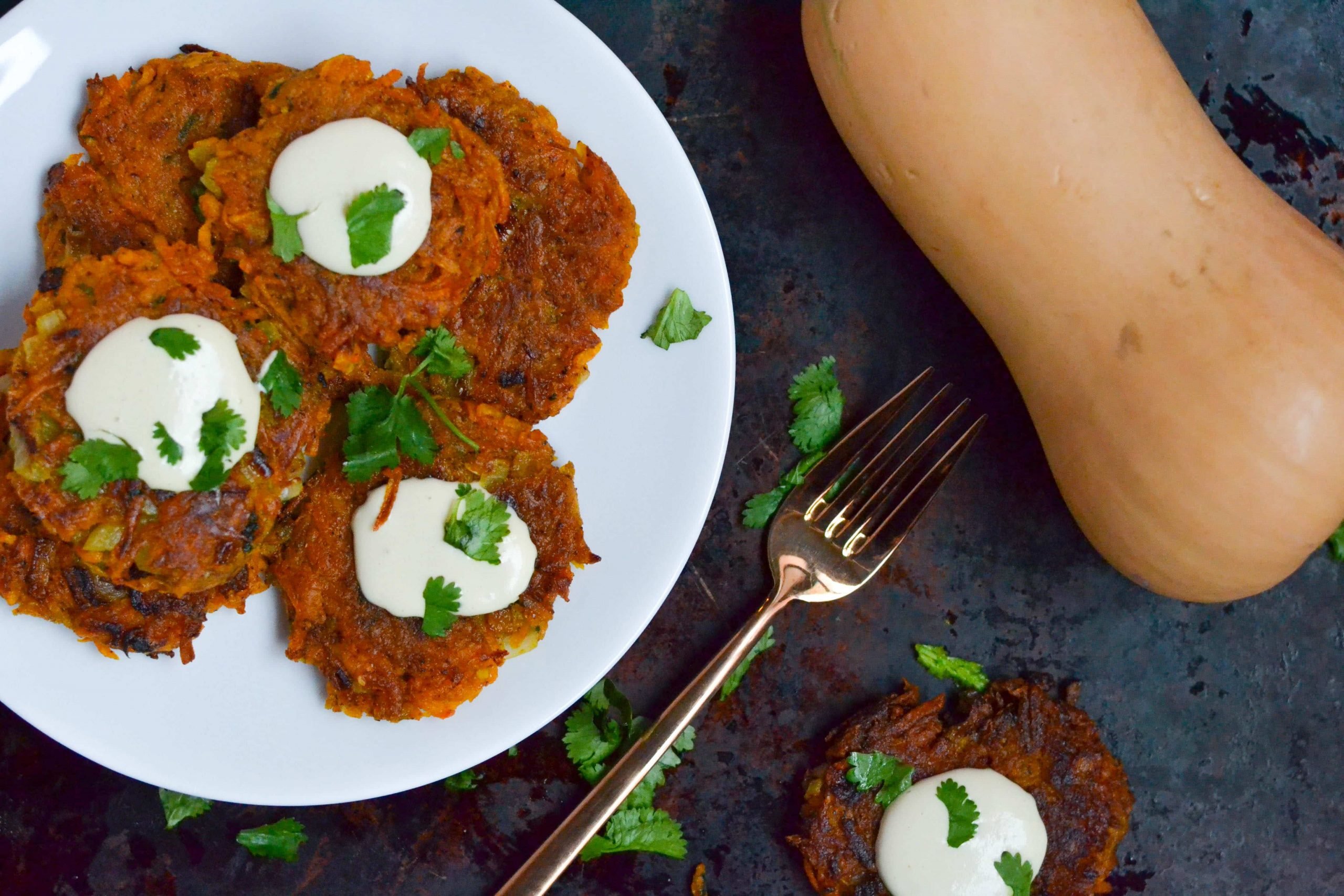 Vegan Curried Butternut Squash Fritters (GF, DF, V) - A Dash of Megnut