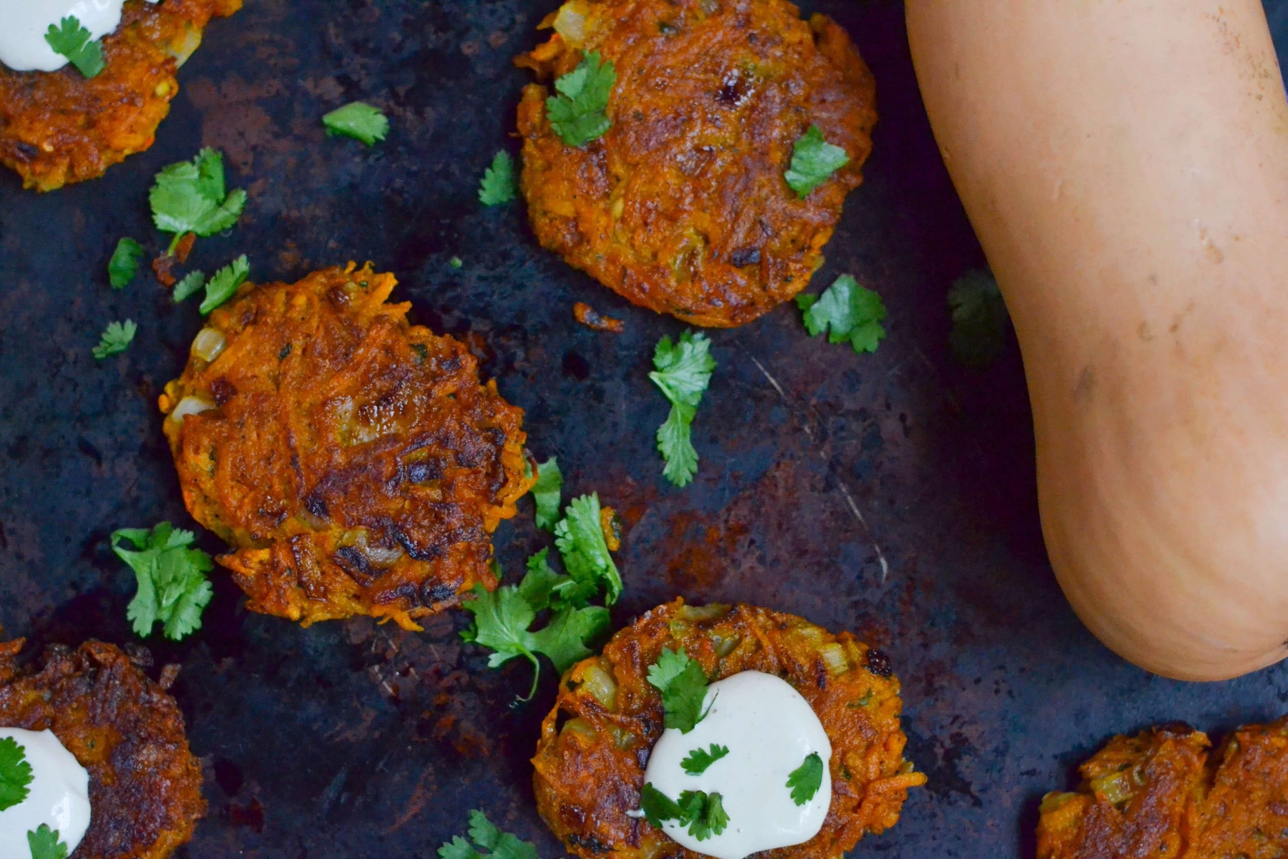 Vegan Curried Butternut Squash Fritters (GF, DF, V) - A Dash of Megnut