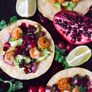 Shrimp Tacos with Cranberry Pomegranate Salsa (GF, DF) - A Dash of Megnut