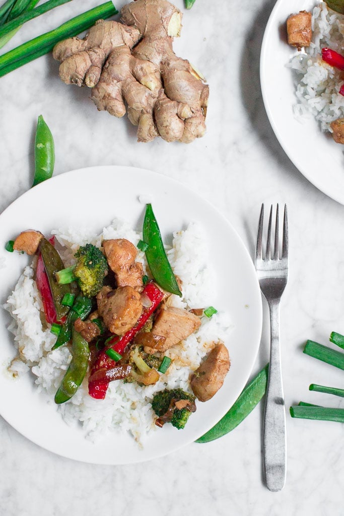 This gluten-free chicken teriyaki stir fry makes a great weeknight meal or meal prep recipe! Homemade teriyaki sauce is the star in this recipe! Get loads of beautiful and vibrant vegetables in each bite, too! 