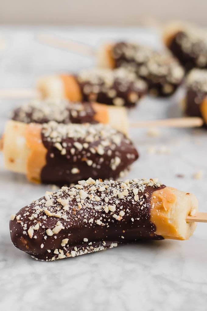 Frozen Dark Chocolate Banana Pops - Always Order Dessert