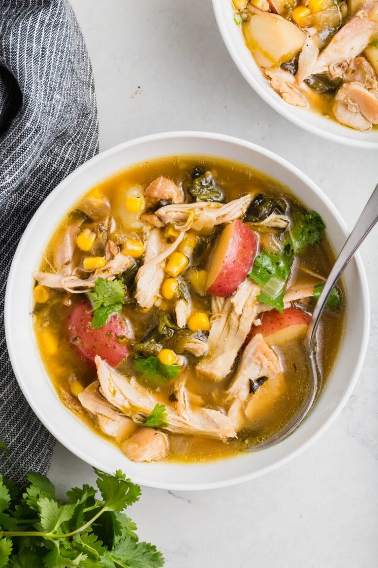 Roasted Chicken Poblano Soup - A Dash of Megnut