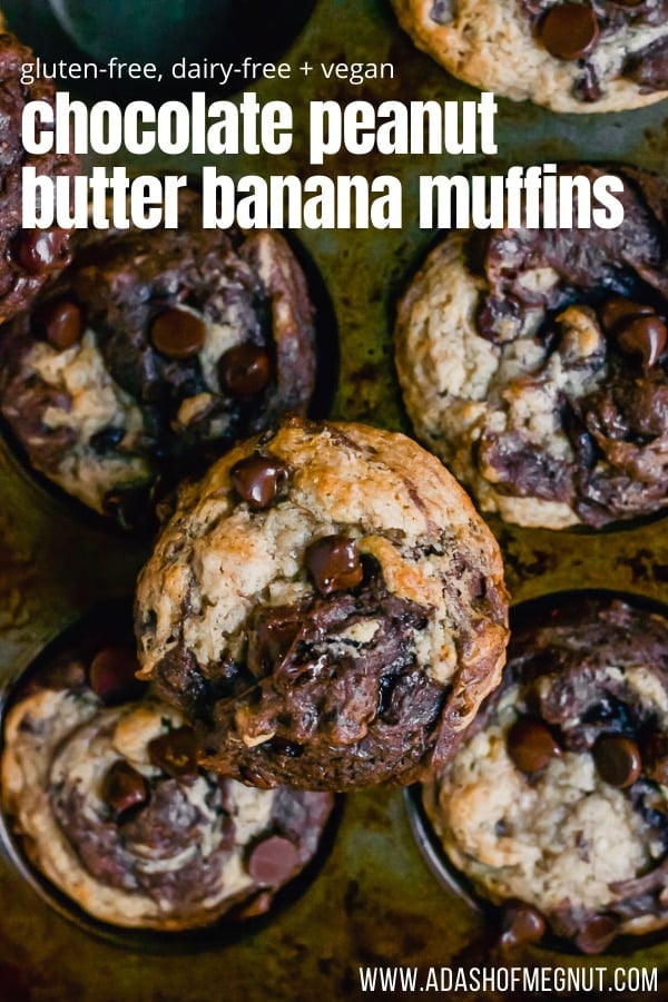 Gluten-free Vegan Chocolate Peanut Butter Banana Muffins