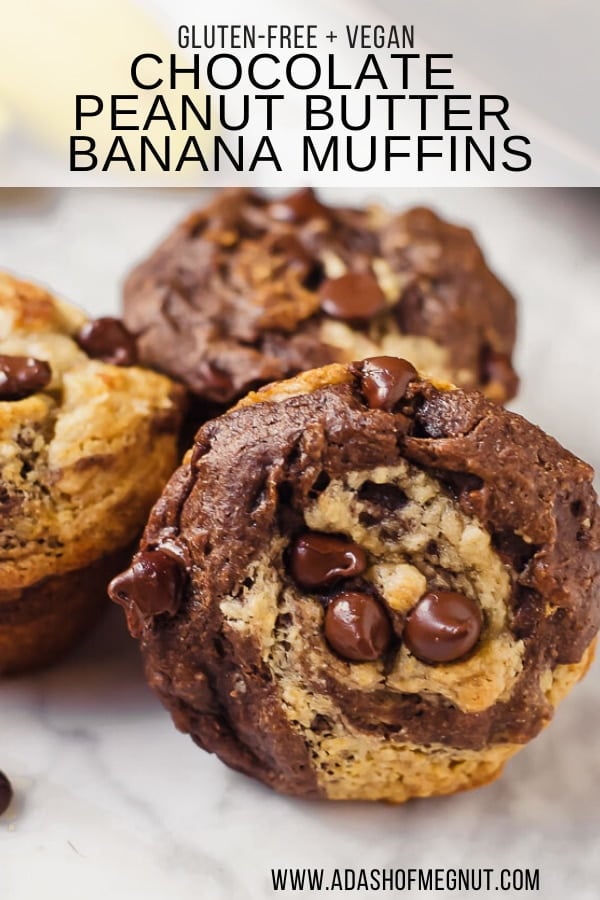 Gluten-free Vegan Chocolate Peanut Butter Banana Muffins