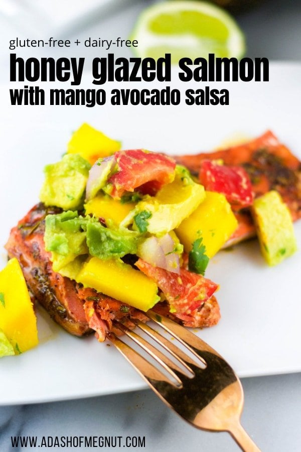 Honey Glazed Salmon with Avocado Mango Salsa - A Dash of Megnut