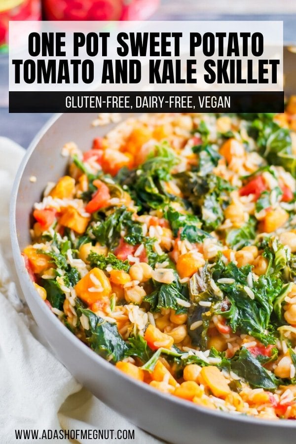 One Pot Sweet Potato, Tomato and Kale Rice Skillet