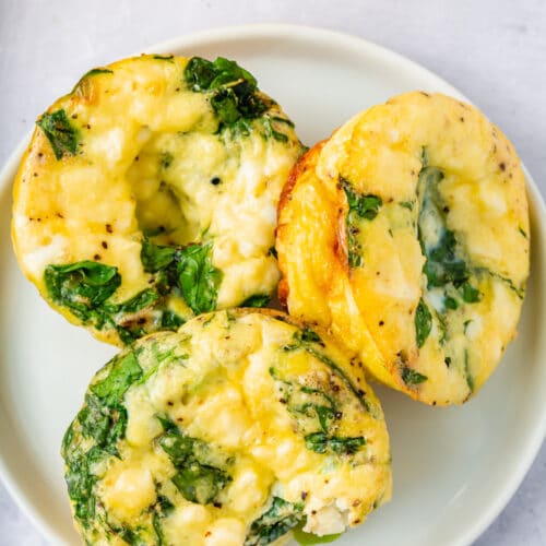 A plate of spinach feta egg muffins.