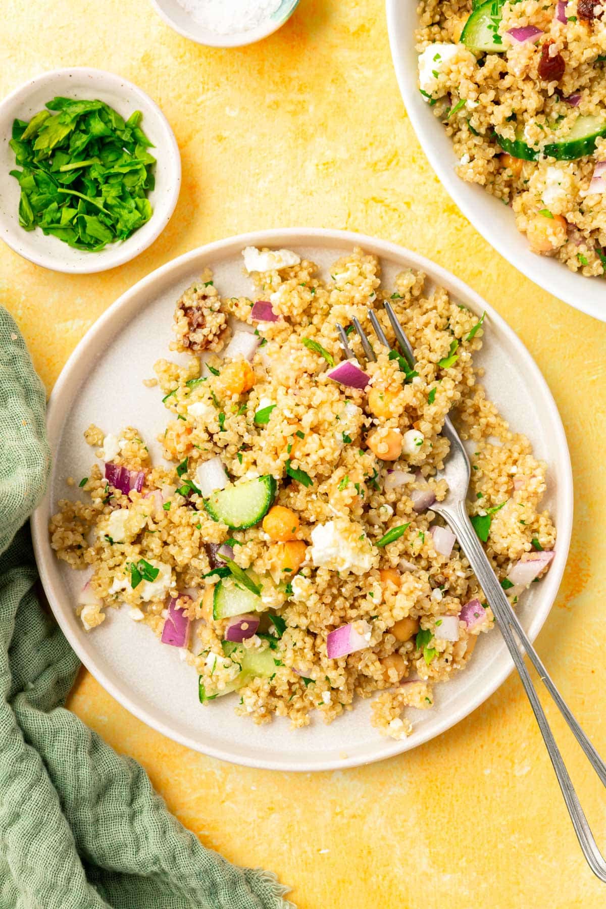 Quinoa Chickpea Salad with Dates and Feta