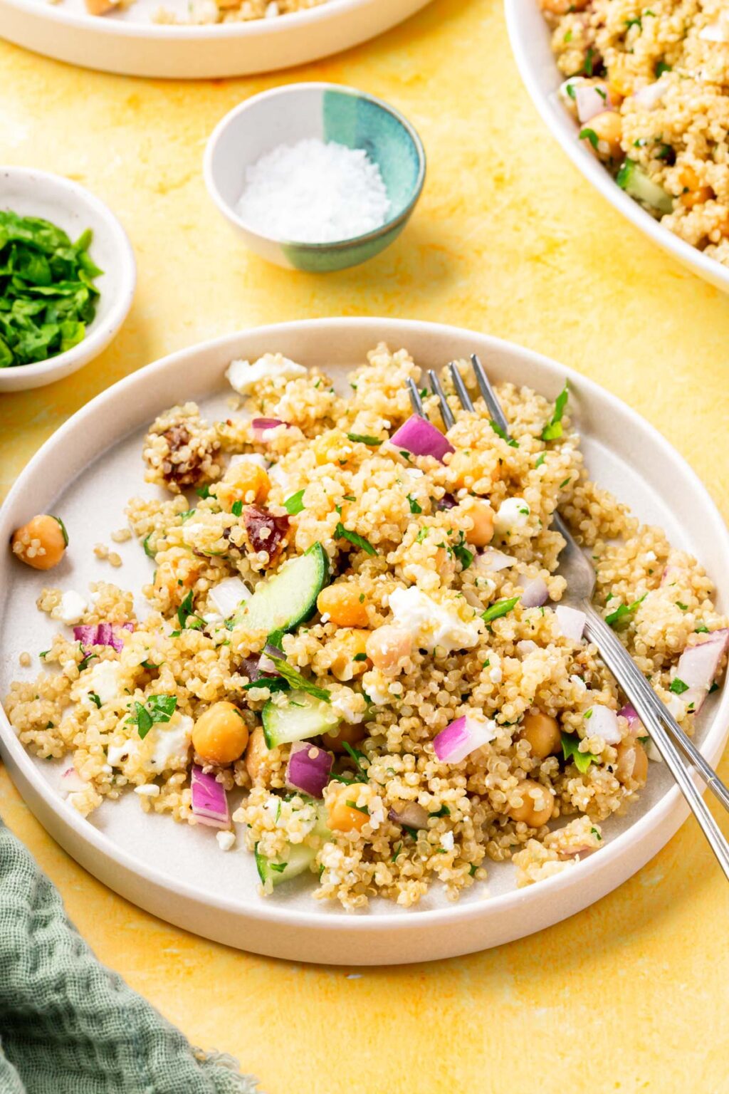 Quinoa Chickpea Salad with Dates and Feta