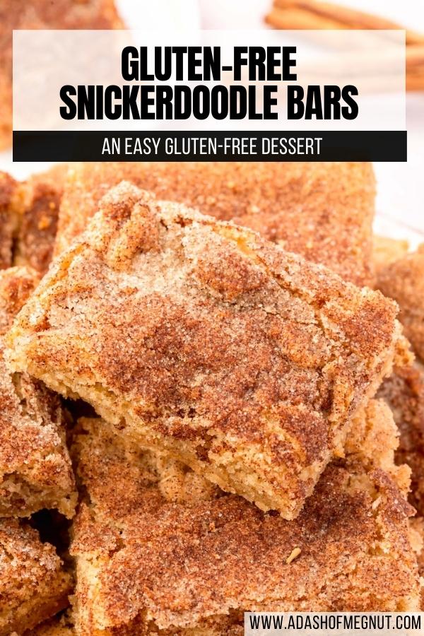 A pile of gluten-free snickerdoodle bars on a plate.