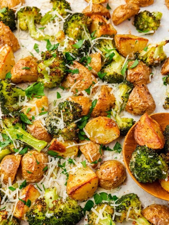 Roasted Broccoli and Potatoes - A Dash of Megnut