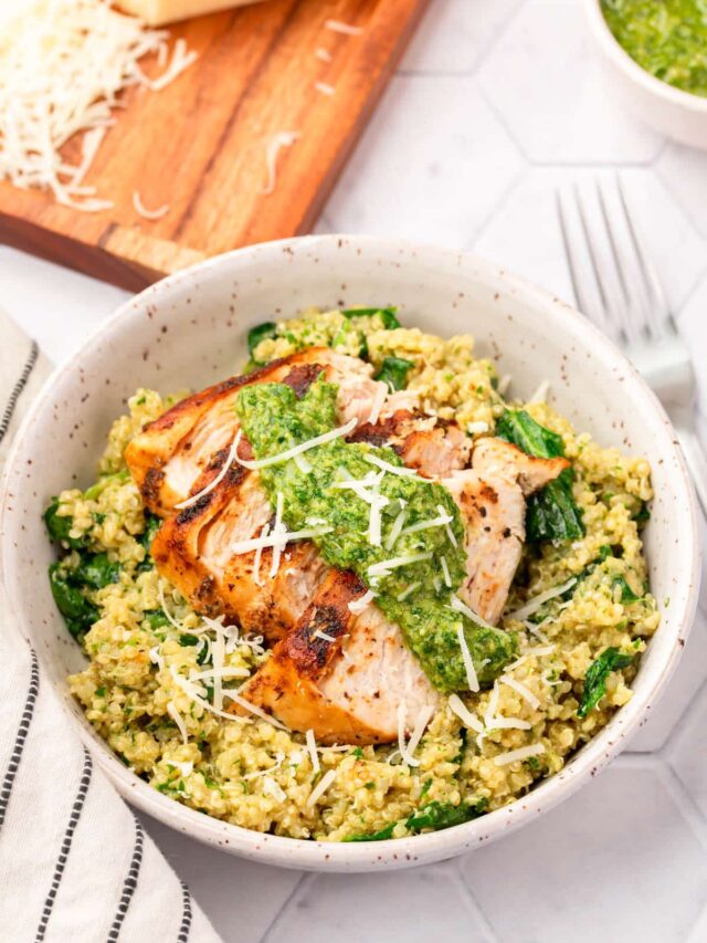 Chicken Pesto Quinoa Bowls A Dash of Megnut