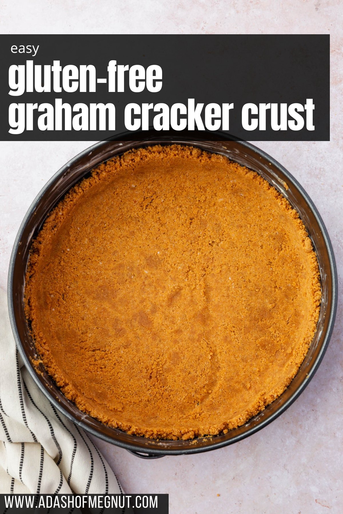 A gluten-free graham cracker pie crust in a springform pan.