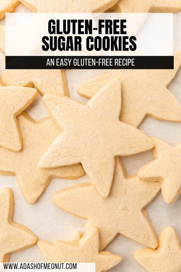 Gluten-free sugar cookies cut into the shape of stars stacked on top of one another.
