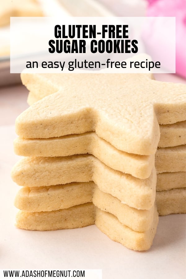 Five gluten-free cut out sugar cookies shaped as stars stacked on top of one another.