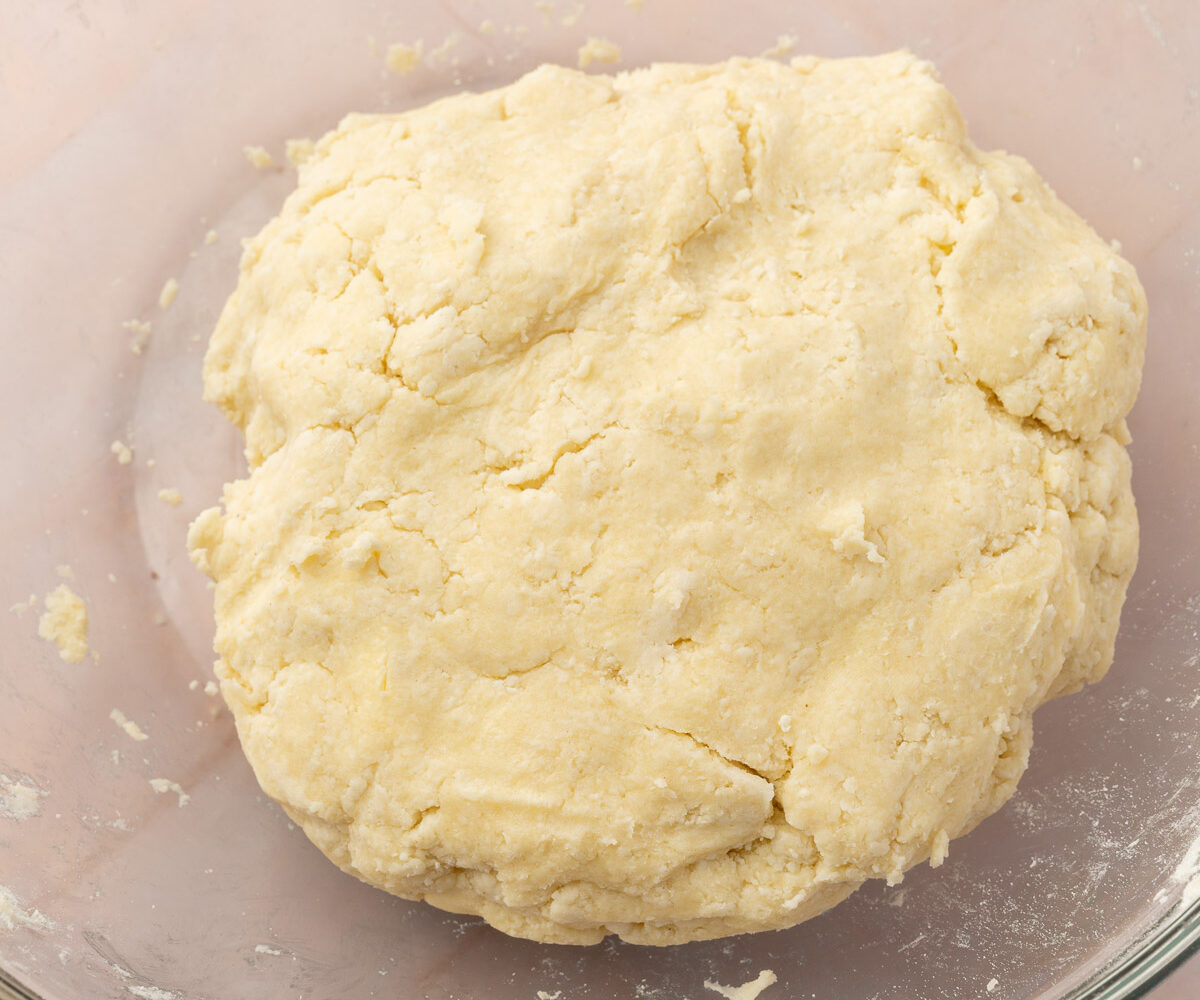 Mixing bowl with pop tart dough in the bowl.