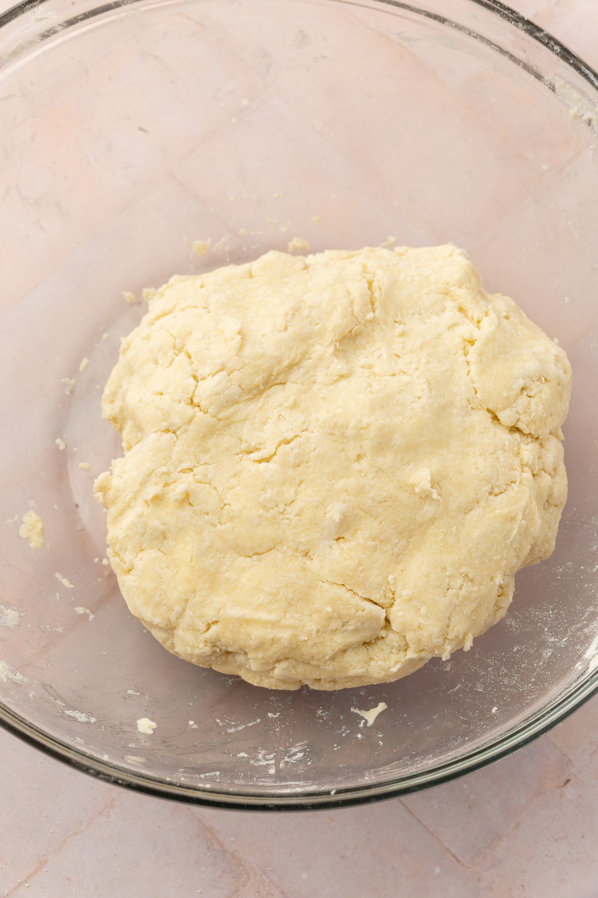 Mixing bowl with pop tart dough in the bowl.