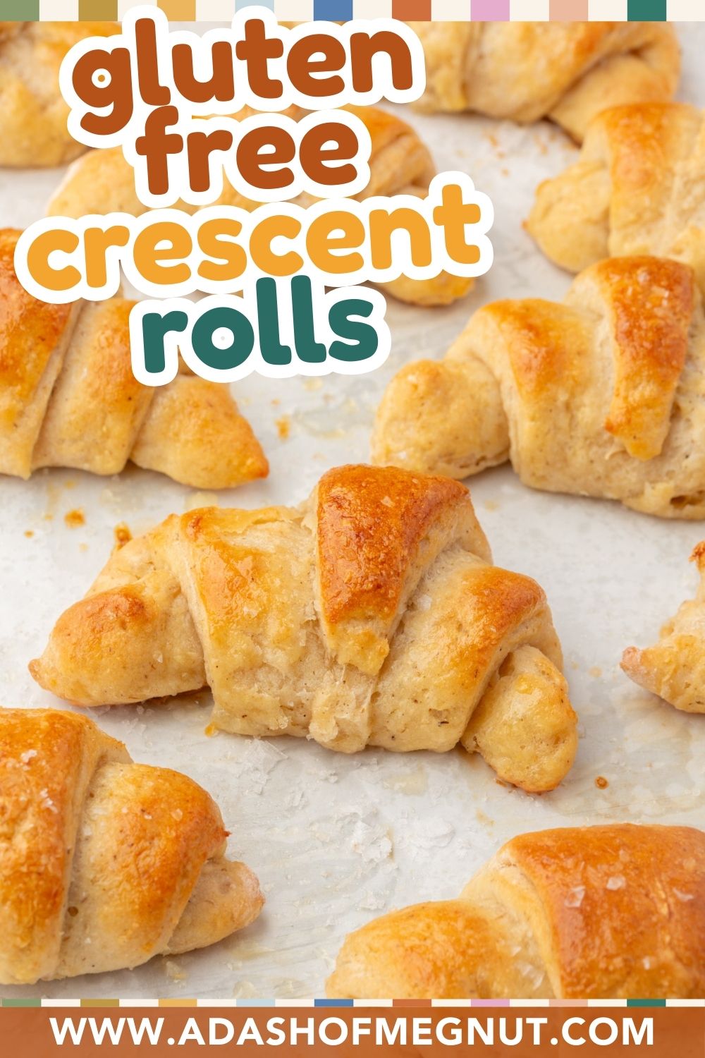 Pinterest pin for gluten-free crescent rolls recipe with text overlay.