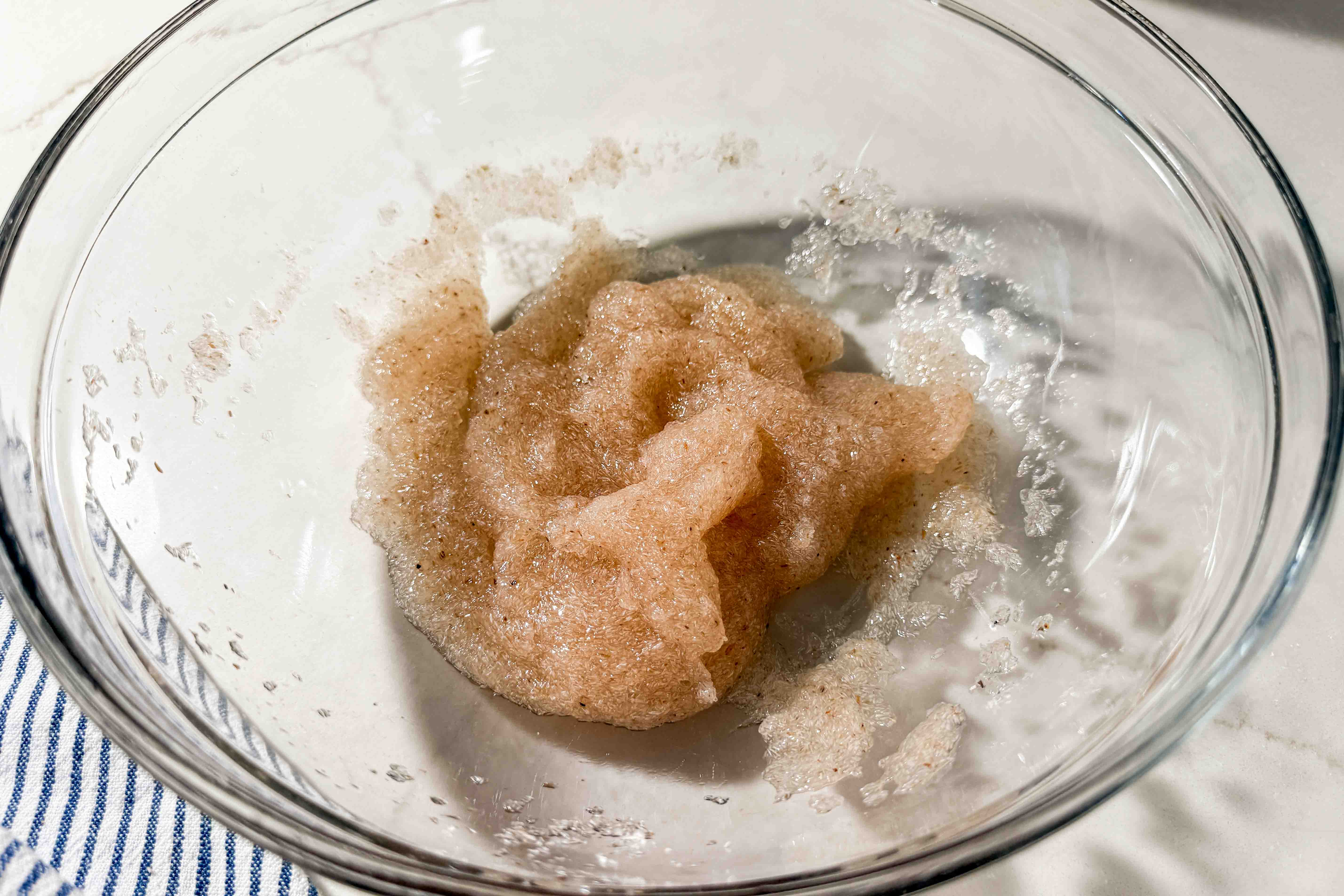 A glass bowl with psyllium gel mixture.