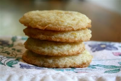 A stack of lemon almond cookies. 